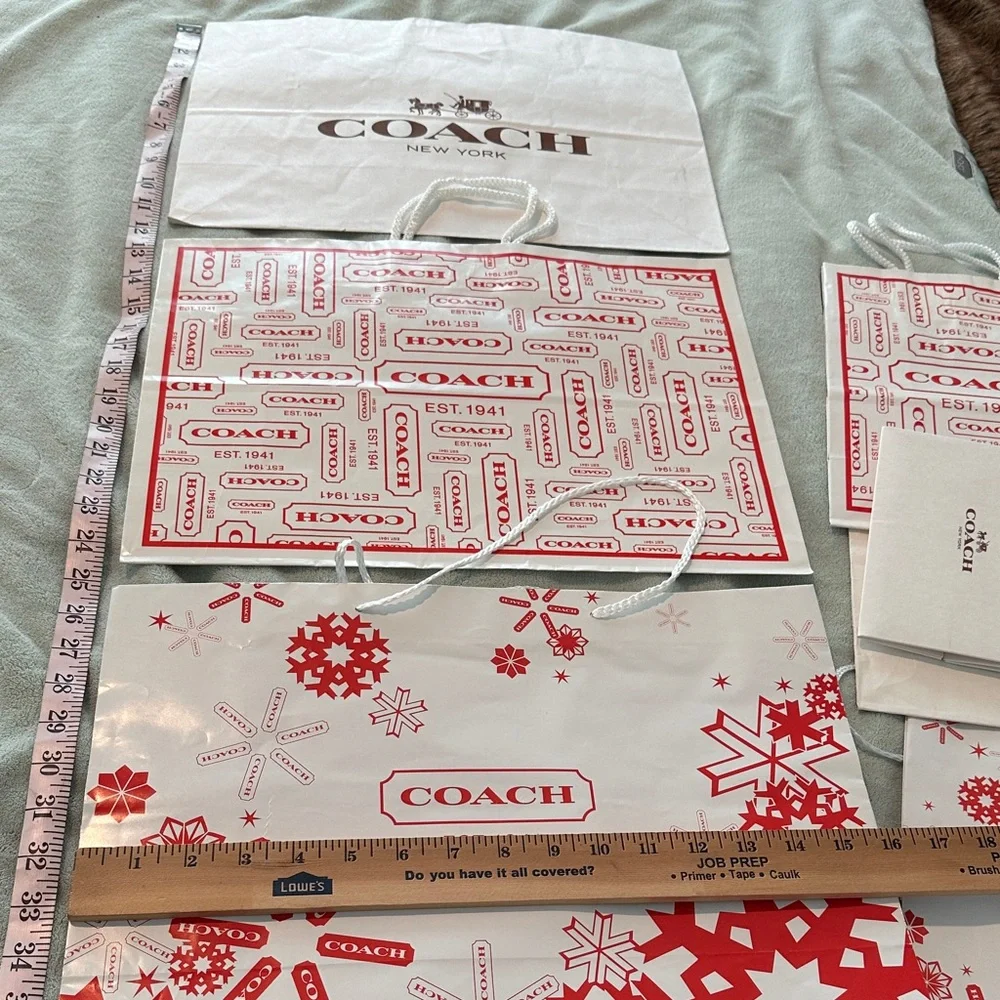 Bundle of 8 Coach Red & White Gift Bag Collection